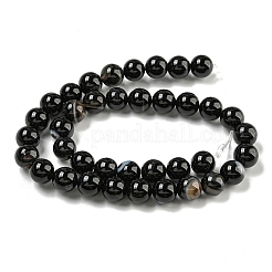 Natural Black Agate Beads Strands&nbsp;G-G391-10mm-01