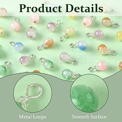 60Pcs 6 Colors Imitation Jade Glass Pendants&nbsp;PALLOY-YW00069