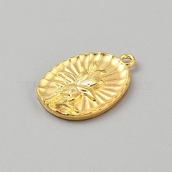 合金エナメルチャーム  花とオーバル  ゴールドカラー  ダークオレンジ  23x16x2.5mm  穴：1.6mm&nbsp;FIND-WH20032-61A