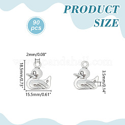 チベット風アロイペンダント90個  カドミウムフリー＆鉛フリー  アヒル  アンティークシルバー  18.5x15.5x3.5mm  穴：2mm&nbsp;FIND-ME0002-46