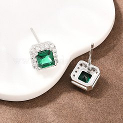 Square Brass Micro Pave Cubic Zirconia Stud Earrings&nbsp;EJEW-Z164-22P-02