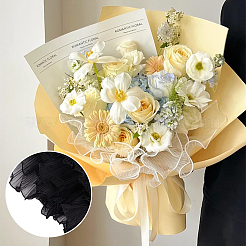 ポリエステルフラワーブーケラッピングメッシュペーパー  バレンタインデーのために  結婚式  誕生日の装飾  ブラック  28cm&nbsp;DIY-WH0542-37A