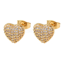 Brass Micro Pave Cubic Zirconia Stud Earrings&nbsp;EJEW-F418-08G