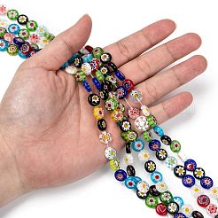 Flat Round Handmade Millefiori Glass Beads&nbsp;LK-R004-53