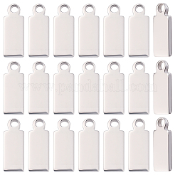 304ステンレススチールチャーム120個  空白タグのスタンプ  長方形  ステンレス鋼色  10.5x4x0.8mm  穴：1mm&nbsp;STAS-BBC0010-51