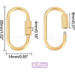 4個 4スタイル 304ステンレススチール スクリューカラビナロックチャーム  ネックレス作り用  ミックス型  ステンレス鋼色  27x13x2mm&nbsp;STAS-UN0029-89