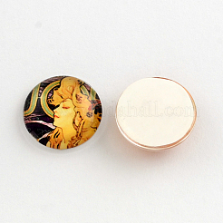 セクシーな女性の模様ガラスのフラットバックカボション  半円/ドーム  ミックスカラー  18x5mm&nbsp;GGLA-R026-18mm-17