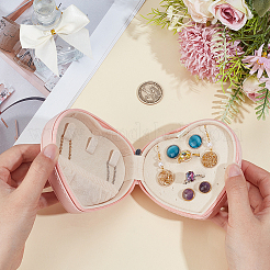 Heart PU Imitation Leather Jewelry Organizer Zipper Boxes&nbsp;AJEW-CL0006-03B