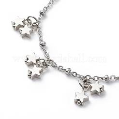 304 Stainless Steel Star Charm Bracelet with Satellite Chains for Women&nbsp;BJEW-JB08842