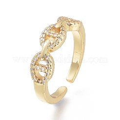 Brass Micro Pave Clear Cubic Zirconia Cuff Rings&nbsp;RJEW-O037-07G