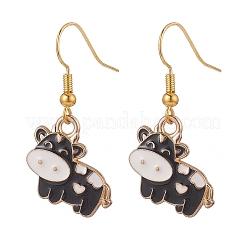 7 Pair 7 Color Alloy Enamel Cow Dangle Earrings&nbsp;EJEW-JE05156