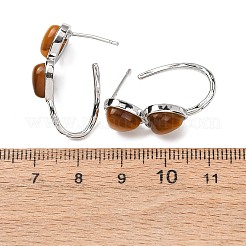 Valentine's Day Heart Natural Tiger Eye Stud Earrings&nbsp;EJEW-T053-01P-11