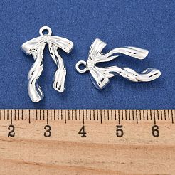ラックメッキ合金ペンダント  ちょう結びのチャーム  銀  24.5x15.5x4mm  穴：1.6mm&nbsp;LS-PALLOY-I221-08S