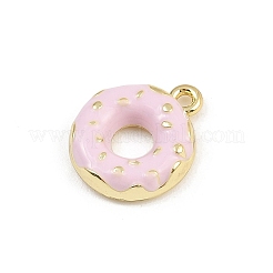 合金エナメルチャーム  ゴールドカラー  ドーナツ  ピンク  14.5x12x3mm  穴：1.2mm&nbsp;ENAM-I067-02G-05