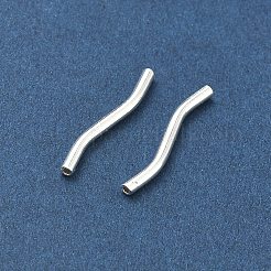 真鍮製の波型チューブビーズ  長持ちメッキ  鉛フリー＆カドミウムフリー  ラックめっき  925銀メッキ  19x1.5mm  穴：0.7mm&nbsp;KK-H532-36A-S