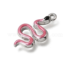 304ステンレスペンダント  エナメル  スネークチャーム  ステンレス鋼色  ミックスカラー  20x11x2mm  穴：1mm&nbsp;STAS-N108-103P