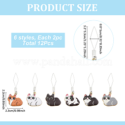 12個 6スタイル 304ステンレススチールねじ  猫  合金エナメルペンダント付き  ミックスカラー  54mm  2個/スタイル&nbsp;DIY-MA00002
