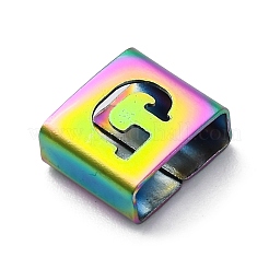 Ion Plating(IP) 304 Stainless Steel Square Slide Charms&nbsp;STAS-L132-20G-M