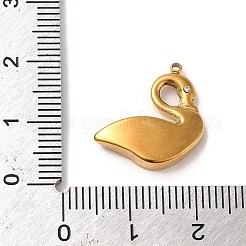 304ステンレススチールエナメルペンダント  白鳥チャーム  14KGP本金メッキ  18x17x3mm  穴：1mm&nbsp;STAS-L022-007G-01
