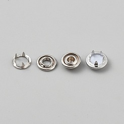 樹脂製スナップボタン  真鍮製の衣服ボタン  フラットラウンド  プラチナ  12x7mm&nbsp;BUTT-WH0024-051B