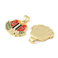 Graduation Season Brass Enamel Pendants&nbsp;KK-CBAF2EC-03G-B01