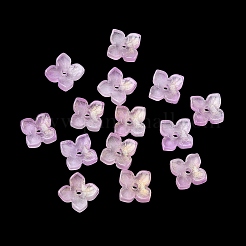 染色・加熱ガラスビーズキャップ  4  - 花びらの花  ミックスカラー  10x10x3.5mm  穴：1.4mm&nbsp;GLAA-Z019-01