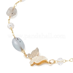 Handmade Glass & Natural Morganite Nuggets Beads Necklaces&nbsp;BJEW-JB12461-01