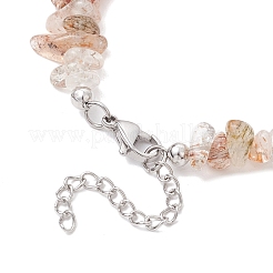 Natural Black Gold Rutilated Quartz Chip Beaded Anklets for Women&nbsp;AJEW-AN00695