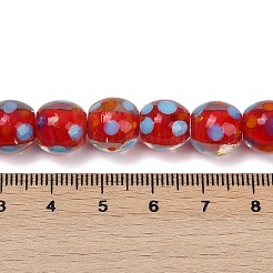 手作りラムワードビーズ連売り  水玉模様のラウンド  クリムゾン  10~11x9~10mm  穴：1.4mm  約40個/連  14.2~15.94''（36~40.5センチメートル）&nbsp;LAMP-P069-01A-04