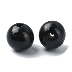 木製大穴ヨーロピアンビーズ  ラウンド  ブラック  19~20x18mm  穴：4.2mm&nbsp;WOOD-D027-01B