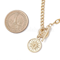 201 Stainless Steel Sun Pendant 304 Stainless Steel Cable Chain OT Necklaces for Women&nbsp;NJEW-JN05583