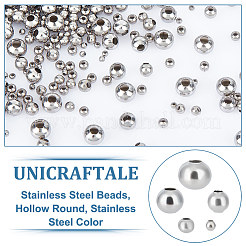5スタイル 304ステンレススチールビーズ  中空ラウンド  ステンレス鋼色  2~6x2~5mm  穴：0.8~2.4mm  700個/箱&nbsp;STAS-UN0054-68