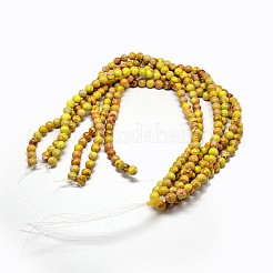 丸い天然インペリアルジャスパービーズ  染め  ゴールド  6mm  穴：1mm  約62個/連  15インチ&nbsp;G-I122-6mm-02