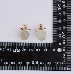 10 個リンゴアクセサリーチャームペンダントクリスタルクォーツヒーリング天然石ペンダントオパールジュエリーネックレスイヤリング製作工芸品  ホワイト  20.5x14.8mm  穴：3mm&nbsp;JX526H