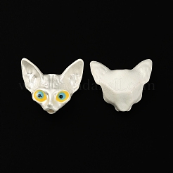 合金エナメルビーズ  猫の頭  マットシルバーカラー  16x18x7mm  穴：1.5mm&nbsp;PALLOY-Q445-13