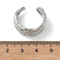 女性用304ステンレススチールカフオープンリング  羽  ステンレス鋼色  10mm  内径：18.6mm&nbsp;RJEW-L341-03B-P