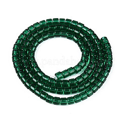 透明ガラスビーズ連売り  コラム  グリーン  3.5x4~4.5mm  穴：0.7~0.9mm  約102~108個/連  14.17~14.96インチ（36~38cm）&nbsp;GLAA-N065-4x4mm-A06
