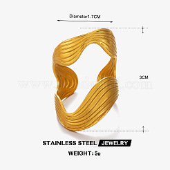 女性用ウェーブシェイプ304ステンレススチールカフリング  ゴールドカラー  30mm  内径：17mm&nbsp;FS-WG77DEA-01