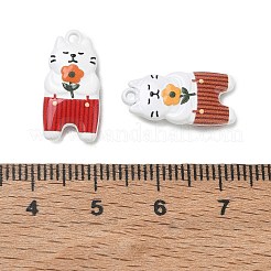 エナメルペンダントと合金  猫の形をした花のチャーム付き  ミックスカラー  18.5x9x4mm  穴：1.2mm&nbsp;AL-CBA0DA2-01B