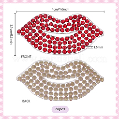 ガラスラインストーン縫い付けパッチ20個  マスクと衣装のアクセサリー  リップ  ルビー  21x40x1.5mm&nbsp;PATC-PH0001-69