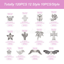 120Pcs 12 Style Tibetan Style Alloy Beads&nbsp;FIND-CW0001-23