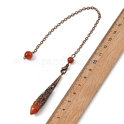 Natural Carnelian & Quartz Crystal & Amethyst & Tiger Eye & Lapis Lazuli Cone Point Dowsing Pendulums&nbsp;HJEW-JM04998
