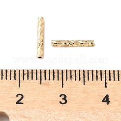 真鍮ビーズ  カドミウムフリー＆ニッケルフリー＆鉛フリー  テクスチャードチューブ  18KGP本金メッキ  10x1.5mm  穴：0.8mm&nbsp;X-KK-G531-02G