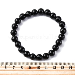 天然トルマリンラウンドビーズストレッチブレスレット男性用女性用  内径：2-1/4インチ（5.7cm）&nbsp;BJEW-G743-01A