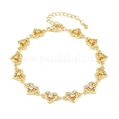 Brass Micro Pave Clear Cubic Zirconia Link Chain Bracelets for Women&nbsp;BJEW-A090-09C-G