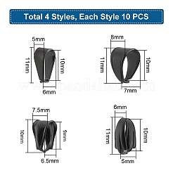 201と304ステンレススチールスナップオンベイル40スタイル4個  電気泳動黒  9~11x5~8x5~7mm  内径：8~10x4.5~7mm  10個/スタイル&nbsp;STAS-PH0004-80