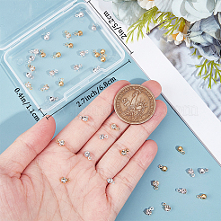 真鍮ラインストーンチャーム50色2個  フラットラウンド  ニッケルフリー  ゴールデン＆シルバー  5.5x3.5x2.5mm  穴：1mm  25個/カラー&nbsp;KK-BBC0022-02