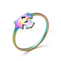Ion Plating(IP) 201 Stainless Steel Triple Star Finger Ring for Women&nbsp;RJEW-G266-26M