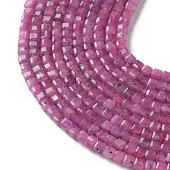 天然ルビービーズ連売り  ファセットテーブルカットキューブビーズ  3x2.5x2.5~3mm  穴：0.7mm  約184個/連  15.33''（38.95~39.05センチメートル）&nbsp;GG-CBA4941-B03-2mm