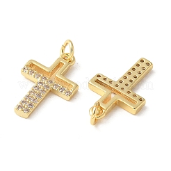 Brass Micro Pave Clear Cubic Zirconia Pendants&nbsp;KK-Q031-35G-03
